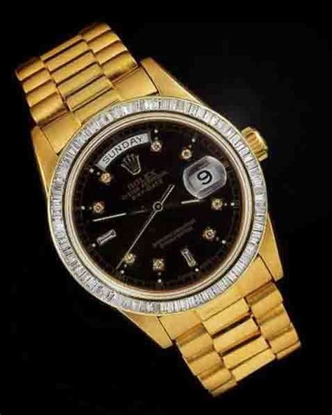 rolex black dial present day and date|Rolex baguette diamond bezel.